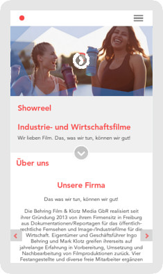 Webseite Behring Film und Klotz Media - Smartphone