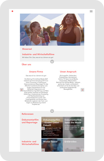 Webseite Behring Film und Klotz Media - Tablet